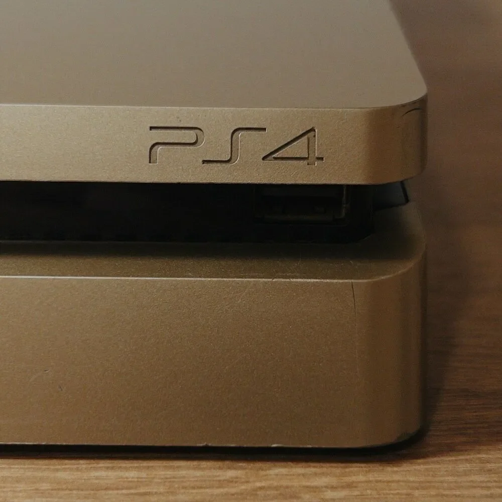 Sony PlayStation 4 Slim Gold Console 1TB Bundle w/ 2 Controllers, Power Cable